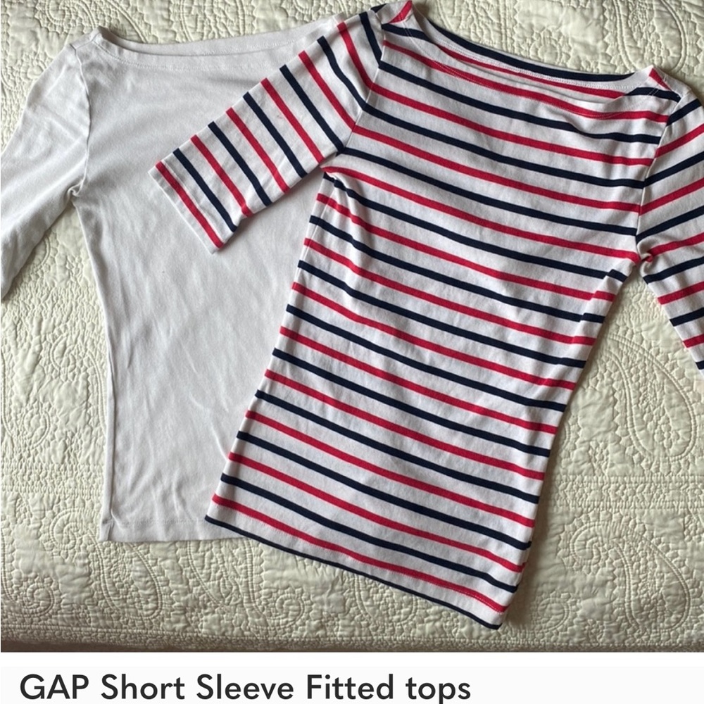 ISO boat neck red white and blue long sleeved top